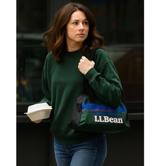 Vintage L.L. Bean Heritage Green Blue Mini Recycled Duffel Mountain Logo 20L Bag - Picture 1 of 15